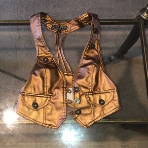 Bronzed Leathery Vest with Buttons